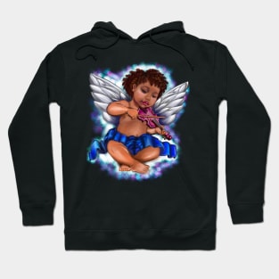 Black Angel child playing the violin - Serene sun kissed curly haired Baby cherub angel classical art Hoodie